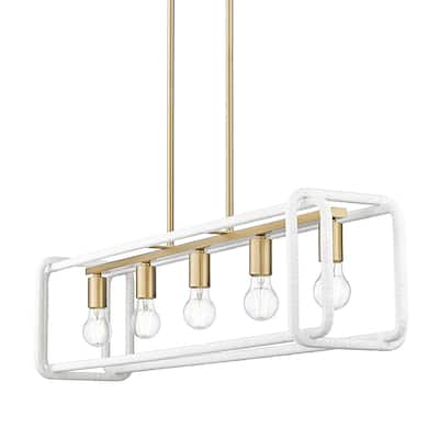 Golden Lighting 6085-LP WR Camden 5 Light 42" Wide Linear Pendant