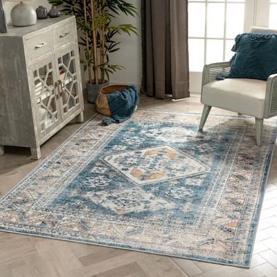 Well Woven Lotus Cartago Vintage Medallion Machine Washable Area Rug