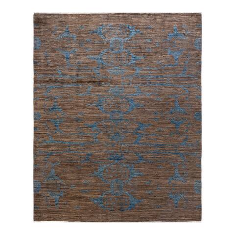 Eclectic, One-of-a-Kind Hand-Knotted Area Rug - Brown, 7' 10" x 9' 9" - 8 X 10