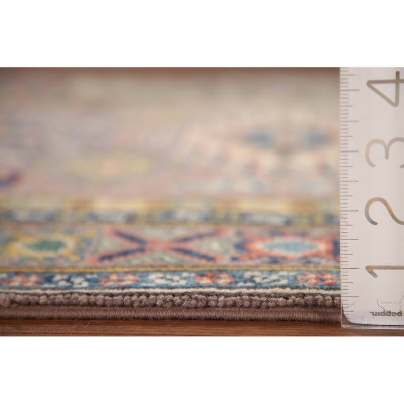 Brown Geometric Kazak Accent Rug Wool Carpet - 2'9" x 4'1"
