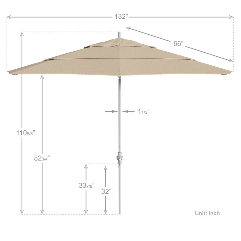 Perry 11ft Round Crank Lift Collar Tilt Aluminum Patio Umbrella by Havenside Home, Base Not Included
