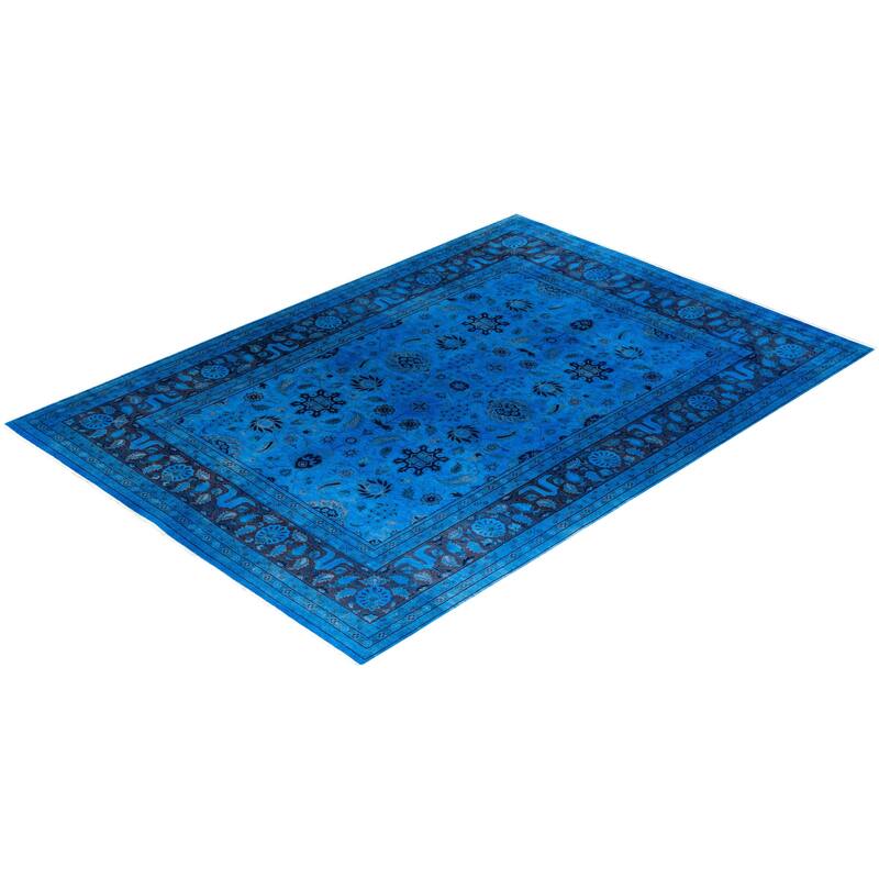 Fine Vibrance One-of-a-Kind Hand-Knotted Area Rug - Blue, 8' 10" x 12' 1" - 8' 10" x 12' 1"