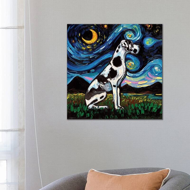 iCanvas "Harlequin Great Dane Night" by Aja Trier Canvas Print - 26x26x1.5