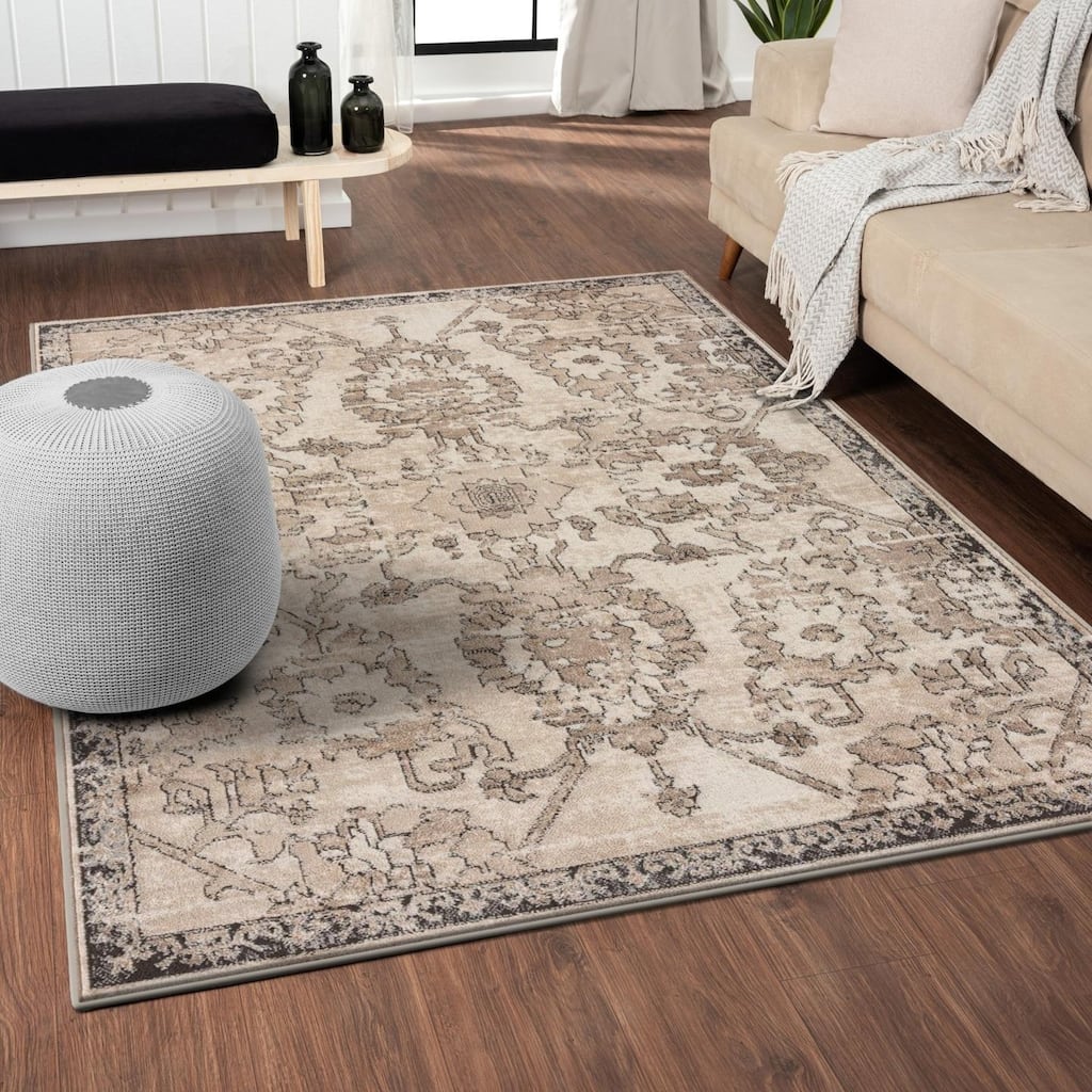 Luxe Weavers Oriental Floral Distressed Area Rug