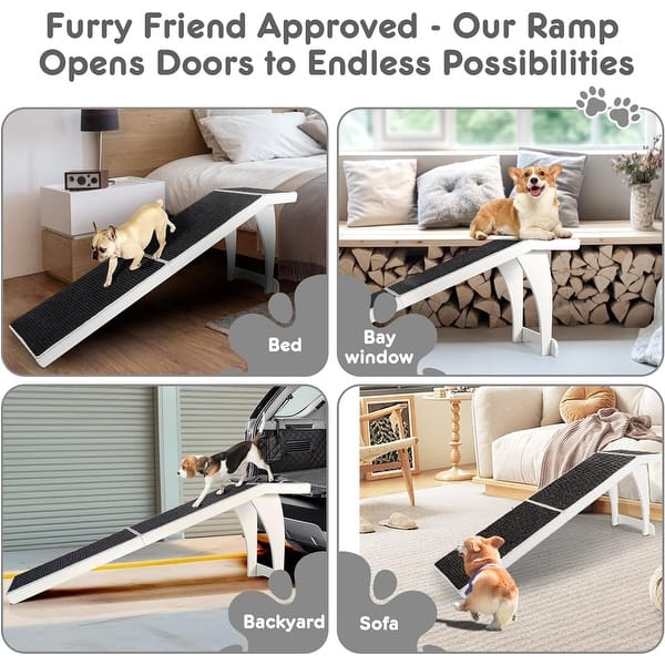 Dog Ramp For Bed - Car Ramp For Dog - 2-in-1 Dog Stairs And Ramp 45 3 Long Adjustable 14 26 Dog Ramps For Small Dogs Medium Dogs Dog Ramp For Couch Bed Or Sofa Folding Portable Wooden Pet Ramps