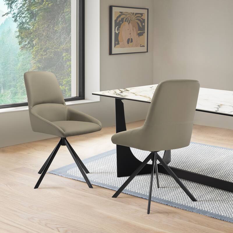 Maverick Swivel Upholstered Dining Chair with Black Metal Legs - Set of 2