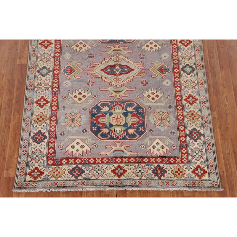 Kazak Oriental Area Rug Handmade Traditional Grey Wool Carpet - 5'0" x 6'8"