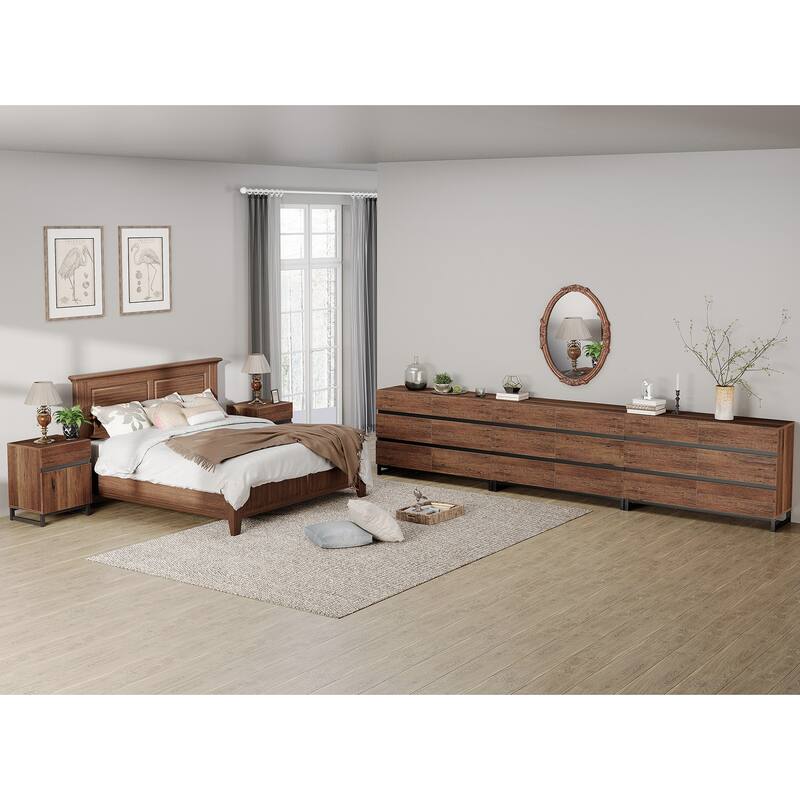 3-Piece Dresser And Nightstand Set,Dresser With 18 Drawers, 2 Nightstand for Bedroom, Bedroom Furniture Set - Brown - Full