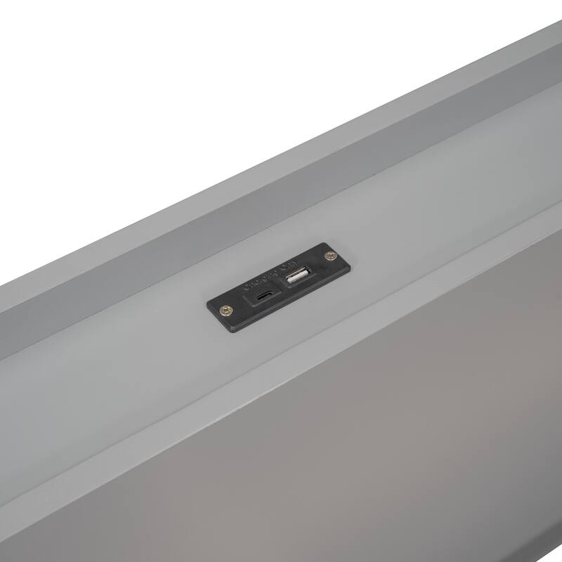 Grey Modern Design Twin Size Platform Bed with Built-in USB port for Bedroom