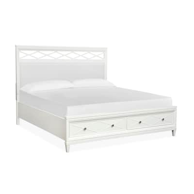 Magnussen Home Springhouse Whisper White Upholstered Panel Storage Bed