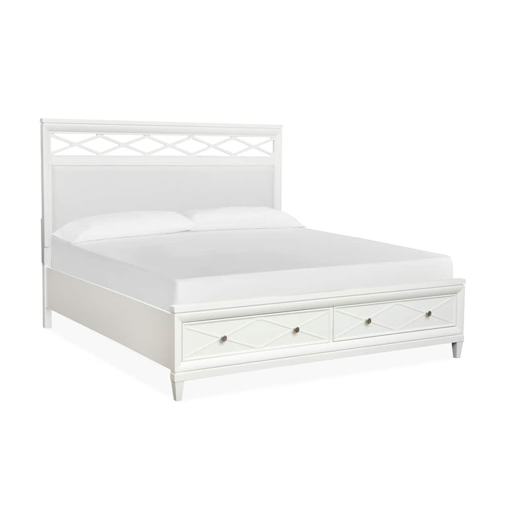 Magnussen Home Springhouse Whisper White Upholstered Panel Storage Bed