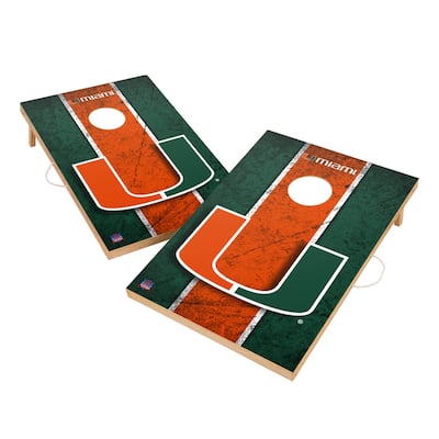 Vintage Miami Hurricanes 2x4 Tailgate Cornhole Boards