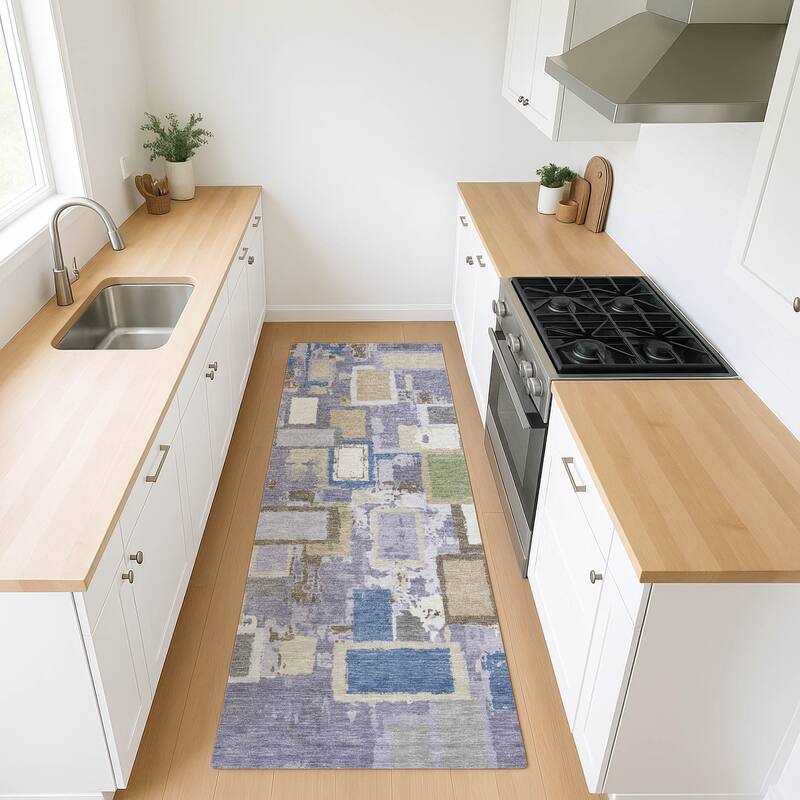 Machine Washable Indoor/ Outdoor Contemporary Geo Chantille Rug