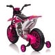 preview thumbnail 4 of 11, Rose Red Electric Motorcycle for Kids Dirt Bike 12 Volt Battery Powered Ride On Toy Rechargeable Motorbike w/ Training Wheels