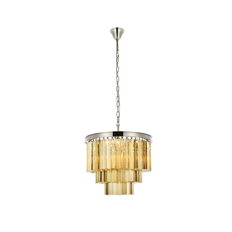 Royce Edge 9-Light Polished Nickel Chandelier - polished nickel (royal cut golden teak crystals)