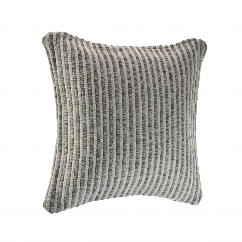 HomeRoots 22" X 22" Beige And Cream 100% Cotton Striped Zippered Pillow