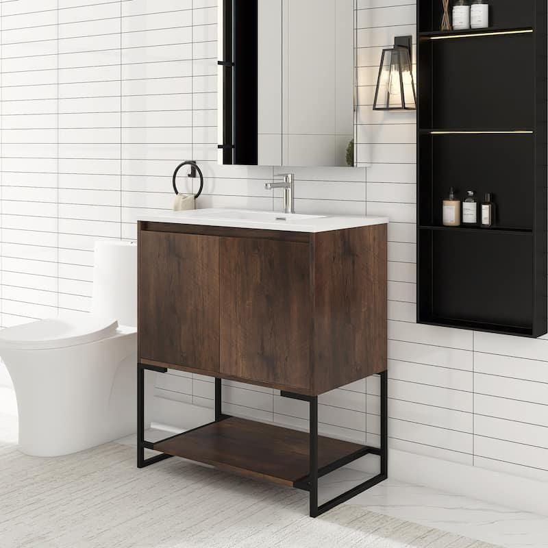 30-inch Freestanding Bath Vanity with Cultured Mable Top