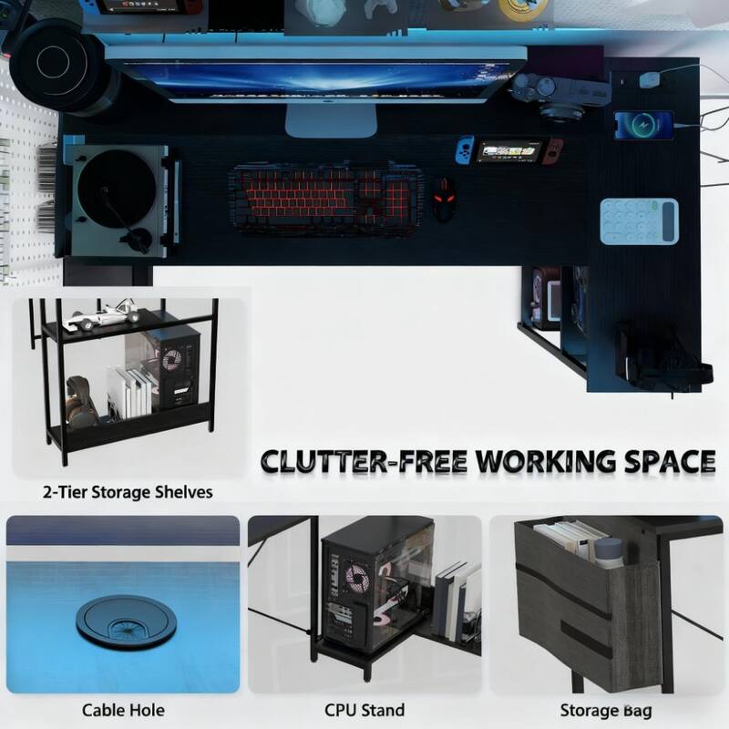 Computer Desk with Reversible L Shaped, Corner Desk, For Home and Office