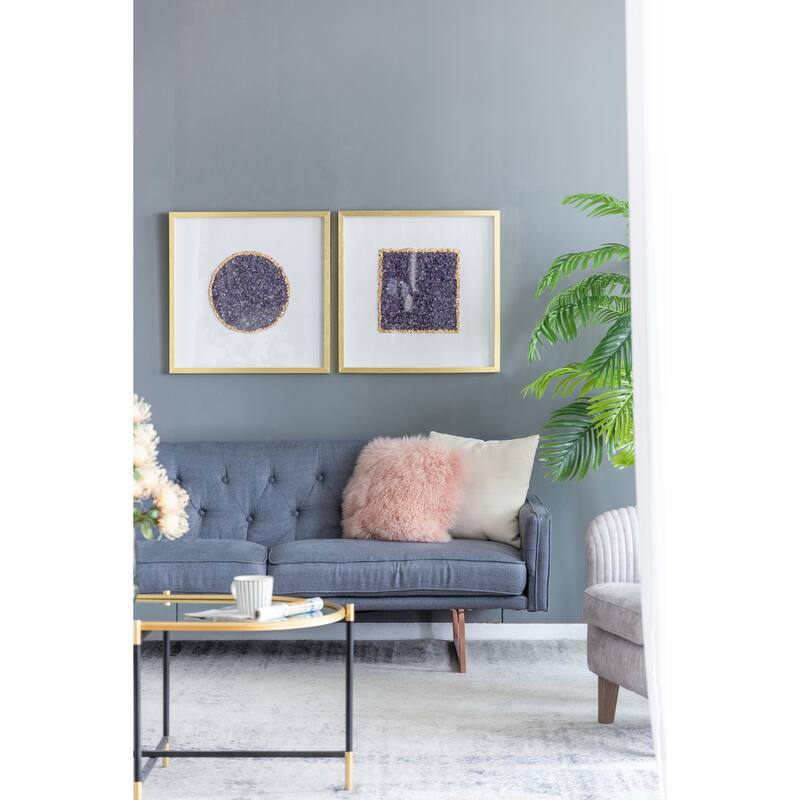 S/2 23.6x23.6" Lillian Purple Crystal Shadow Boxes Wall Décor - White