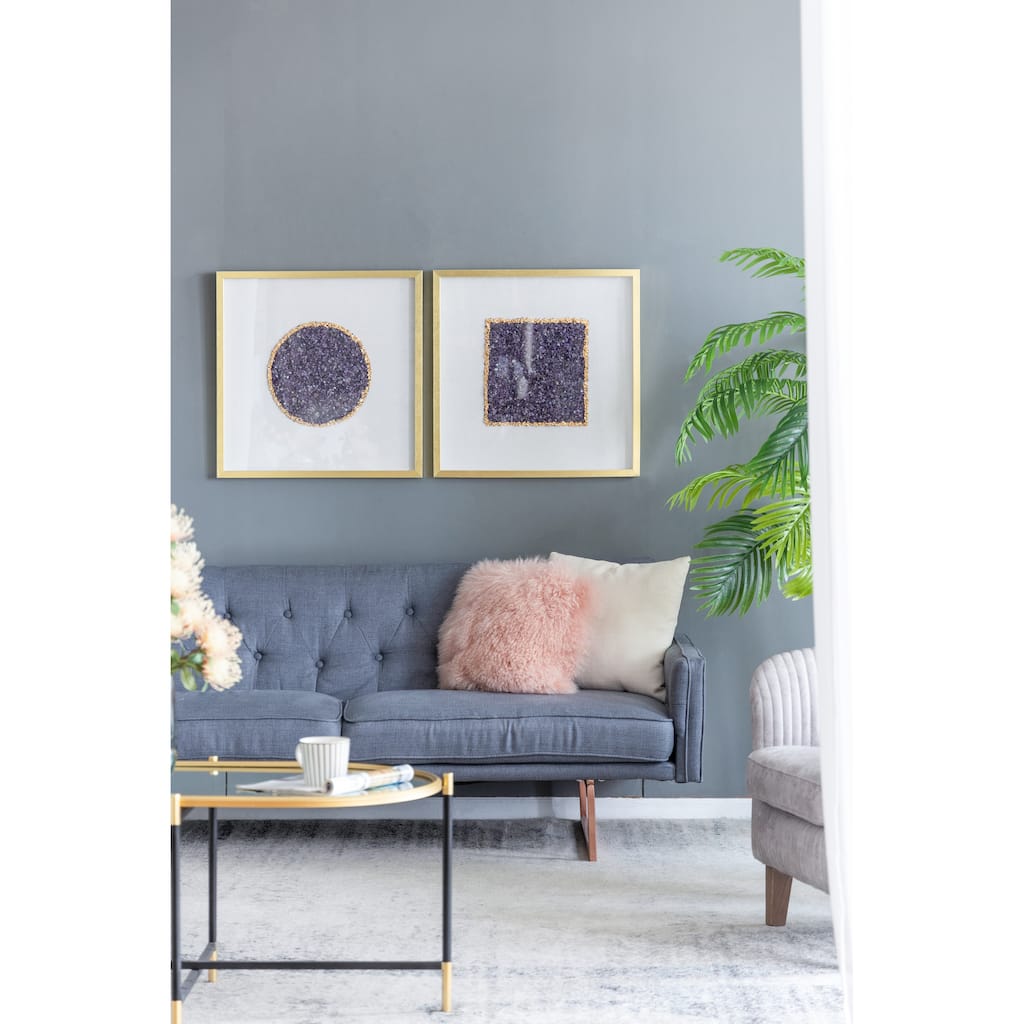 S/2 23.6x23.6" Lillian Purple Crystal Shadow Boxes Wall Décor - White