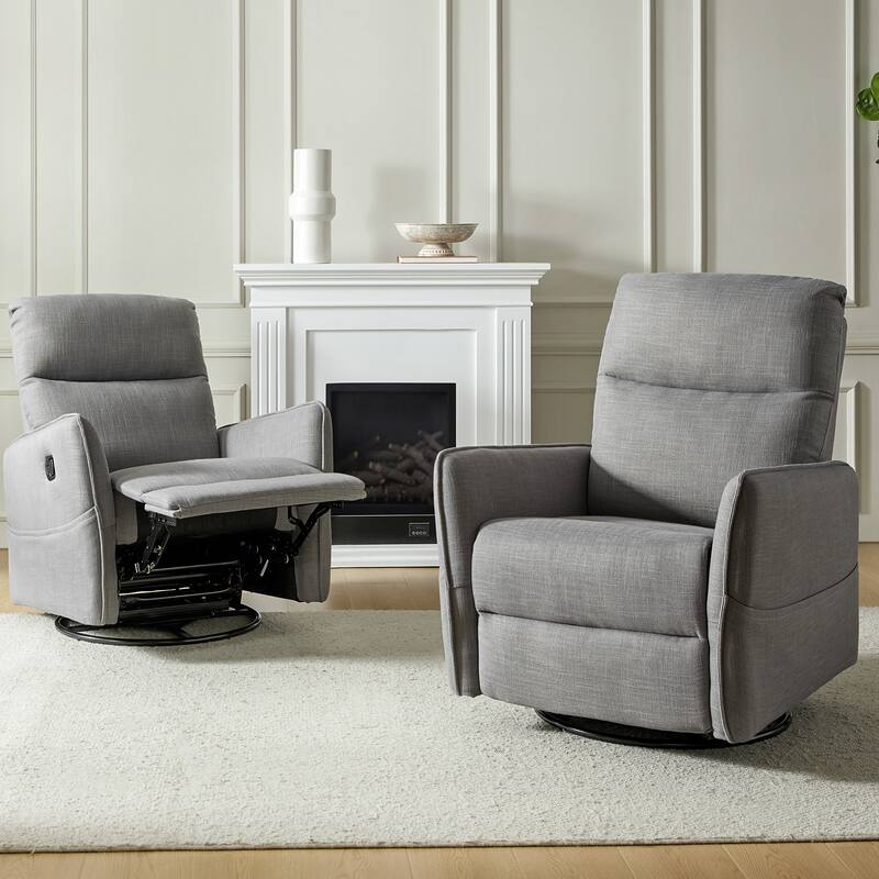 Curtis Rocker Swivel Recliner with Two Side Pockets Set of 2 by HULALA HOME