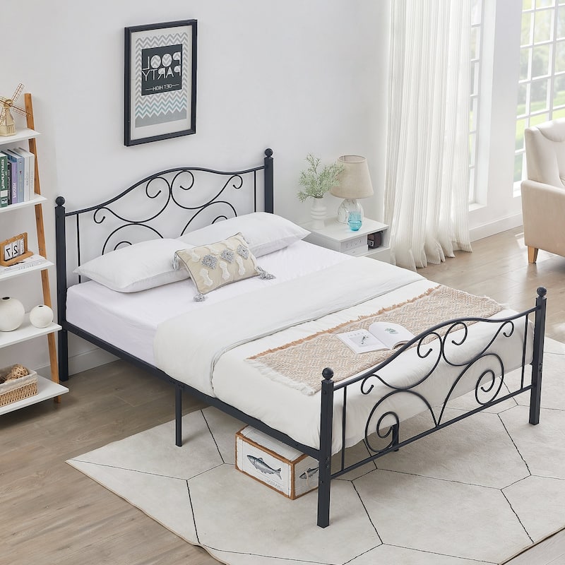 Taomika 3-Pieces Bedroom Sets with Black Bed Frame 2-Pack Stackable Brown Gray Nightstands