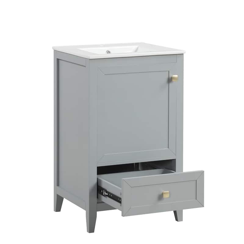 20" Bathroom Vanity with Sink, Bathroom Cabinet with Soft Closing Door, Storage Rack and A Drawer