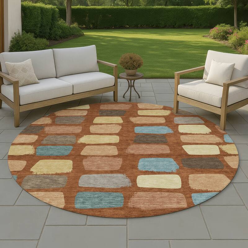 Machine Washable Indoor/ Outdoor Casual Hoppy Chantille Rug - Paprika - 8' x 8'