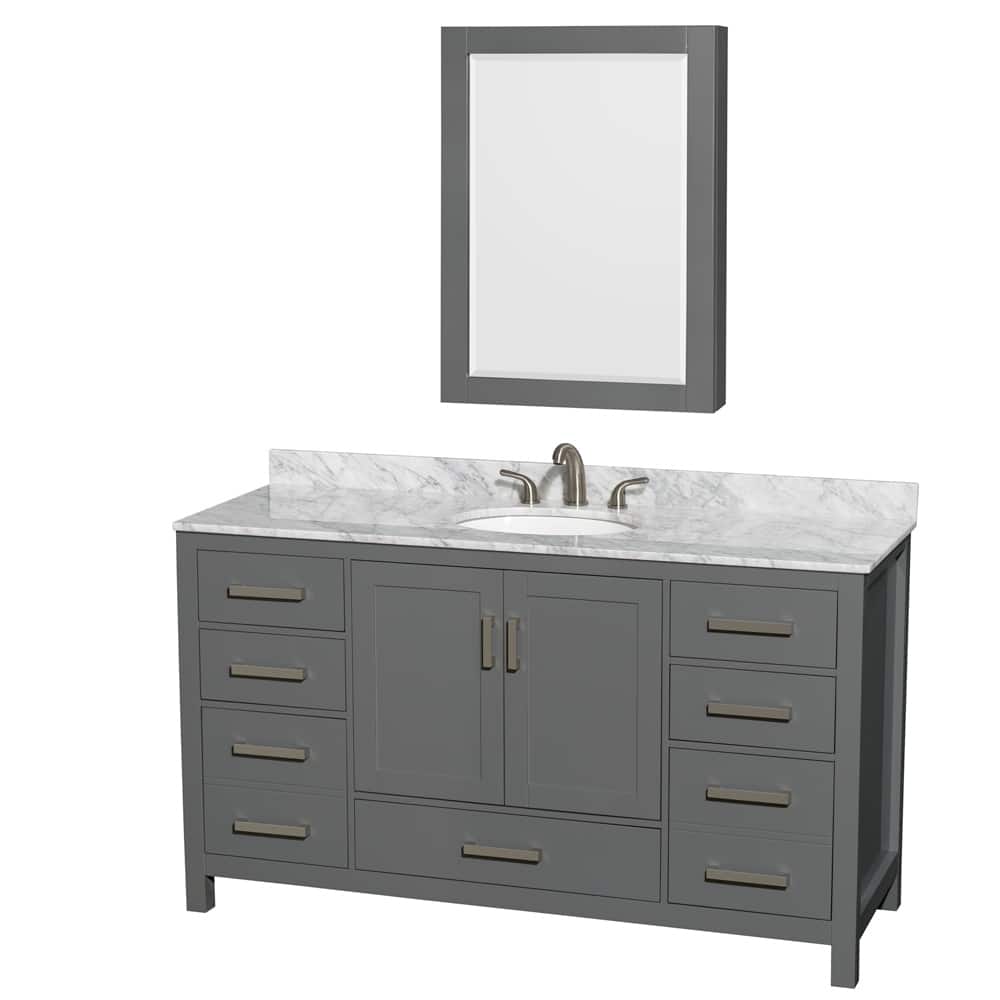 Wyndham Collection Sheffield Single Vanity Set, Medicine Cabinet