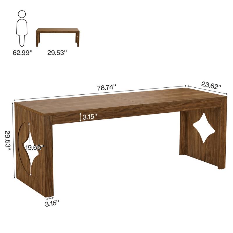Extra Long 2 Person Computer Desk with Diamond-Cut Base