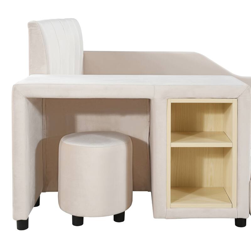 Upholstered Grounded Bed with Mother and Child Bed