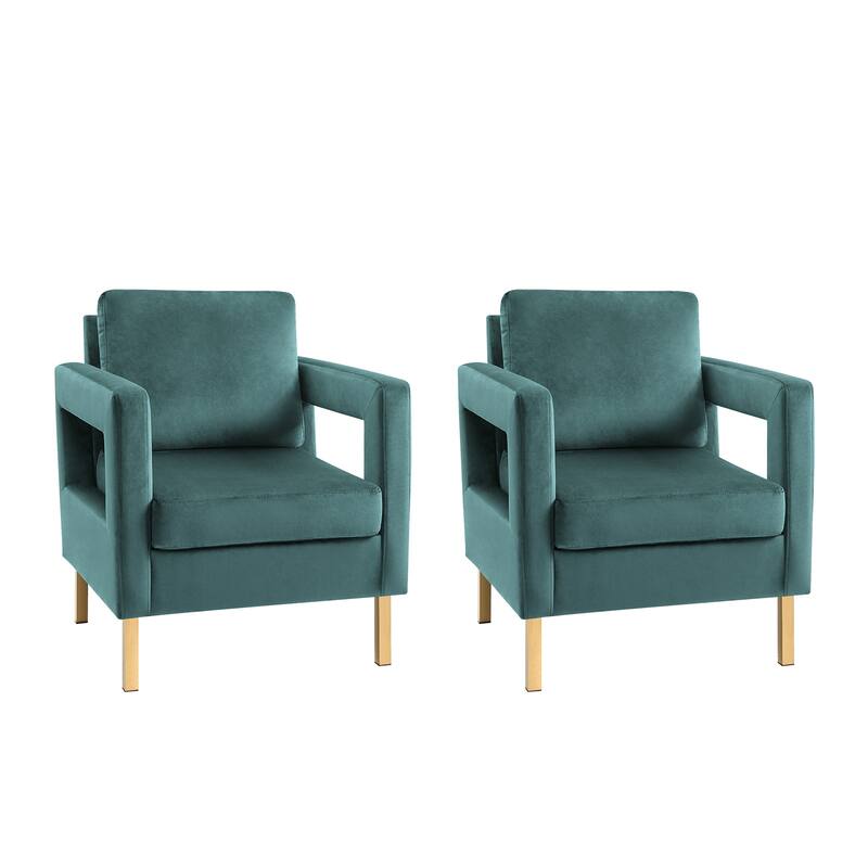 Valentina Modern Upholstered Accent Armchair with Gold Legs Set of 2 by HULALA HOME