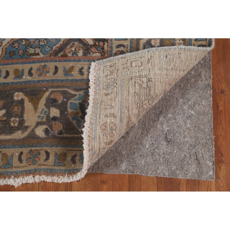 Brown Tabriz Persian Vintage Area Rug Hand-Knotted Wool Carpet - 6'9"x 9'9"