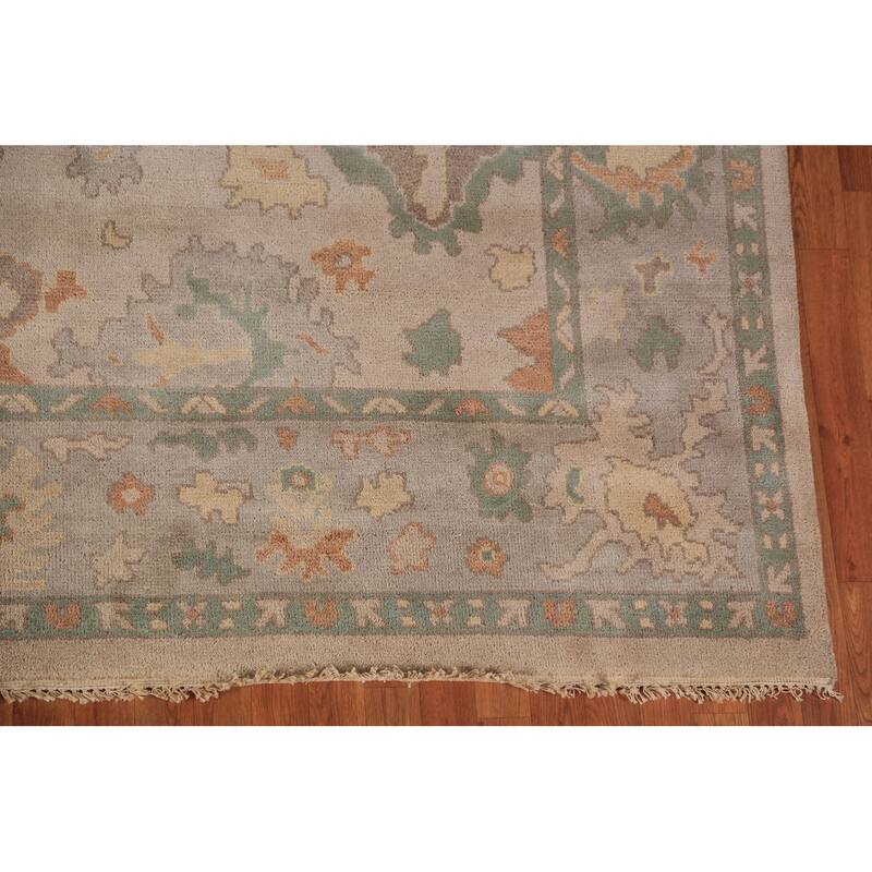 Floral Oushak Oriental Area Rug Handmade Wool Carpet - 9'2"x 11'9"