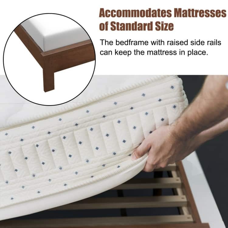 Twin Size Platform Bed Frame with Rubber Wood Leg