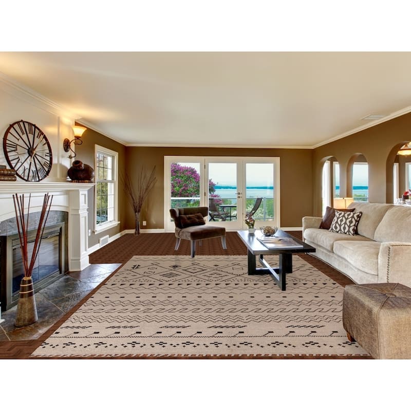 Ivory Moroccan Oriental Area Rug Hand-Knotted Wool Carpet - 8'10"x 12'3"