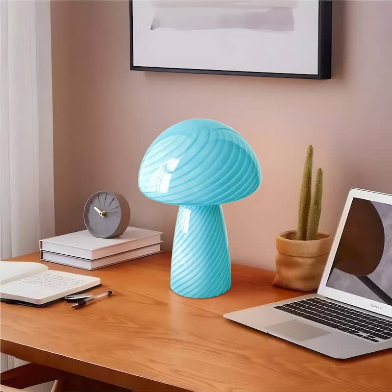 Modern Glass Mushroom Novelty Table Lamp with Stripes