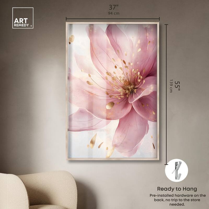 Pink and Gold Bloom Shadowbox by Art Remedy