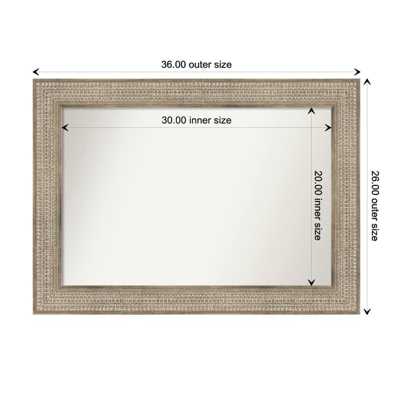 Trellis Silver Framed Non-Beveled Custom Wall Mirror, Bathroom Vanity Mirror - Outer Size: 36 x 26