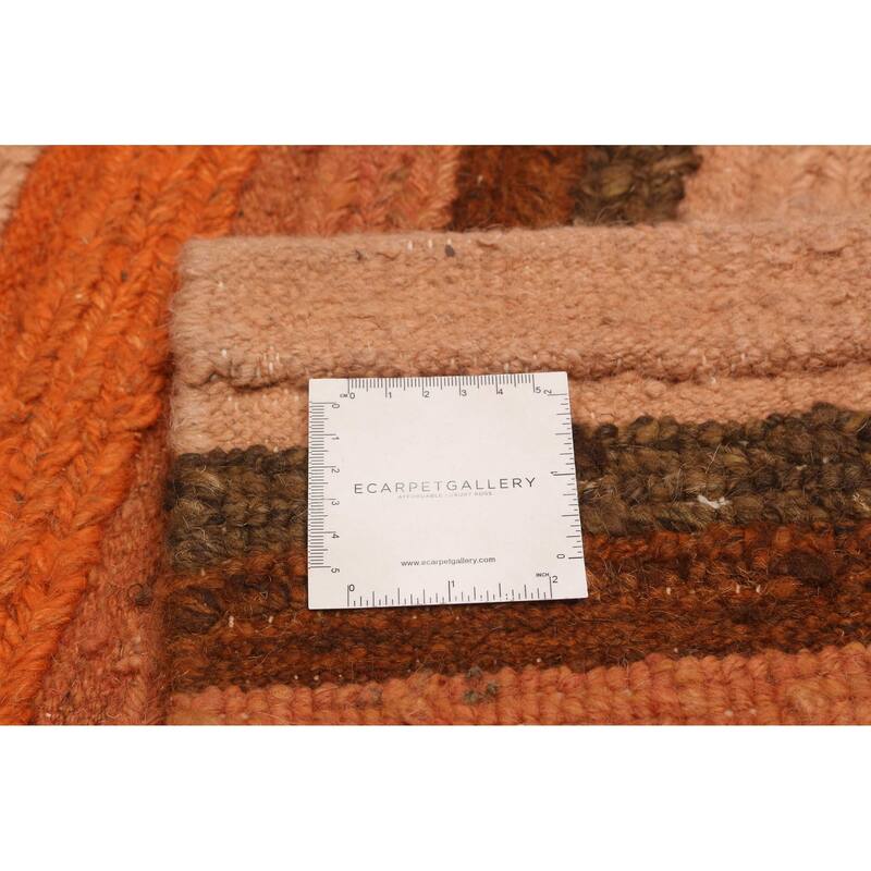ECARPETGALLERY Flat-Weave Natural Orange Wool Tapestry Kilim - 9'10 x 9'5