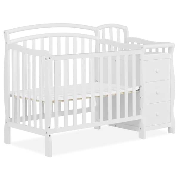 slide 2 of 7, Dream On Me Casco 4-in-1 Mini Crib and Changing Table White