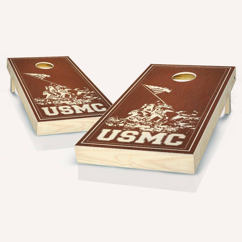 Marines USMC Rosewood Outdoor Cornhole Board Game Set - NO Accessories