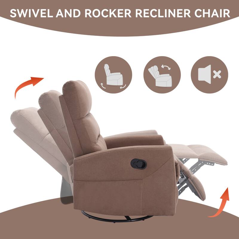 360° Swivel Rocking Recliner Chair in Polyester for Living Room