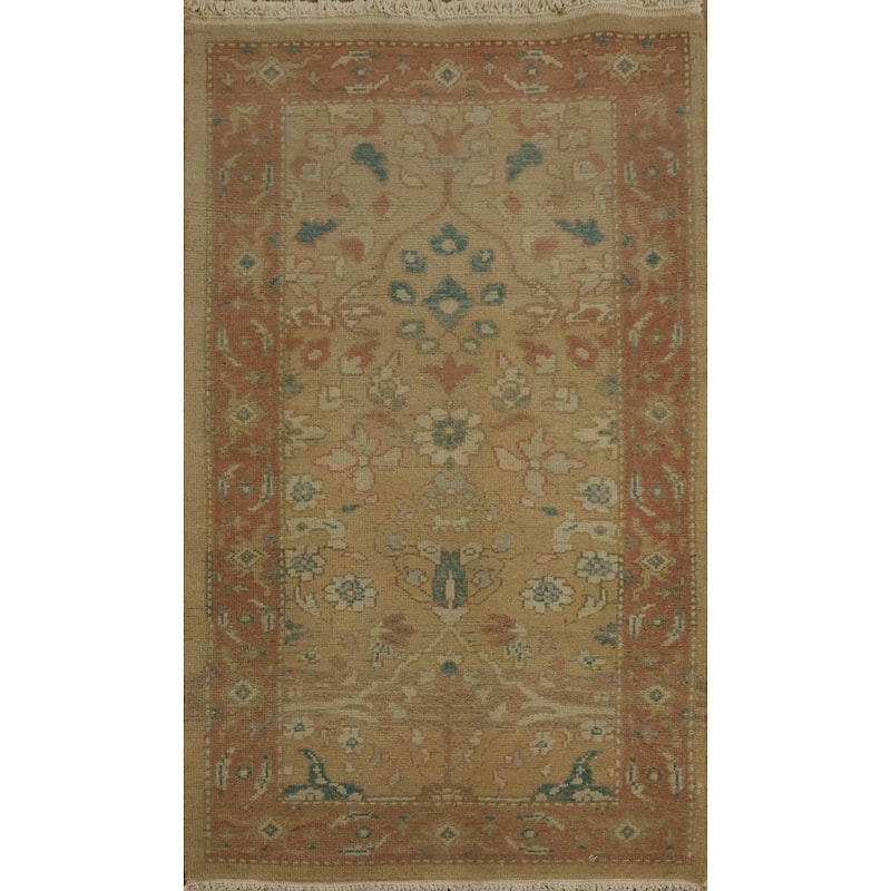 Hand Knotted Oriental 100% Wool Carpet Traditional All-Over Brown Ziegler Area Rug - 3' 7'' X 2' 0''