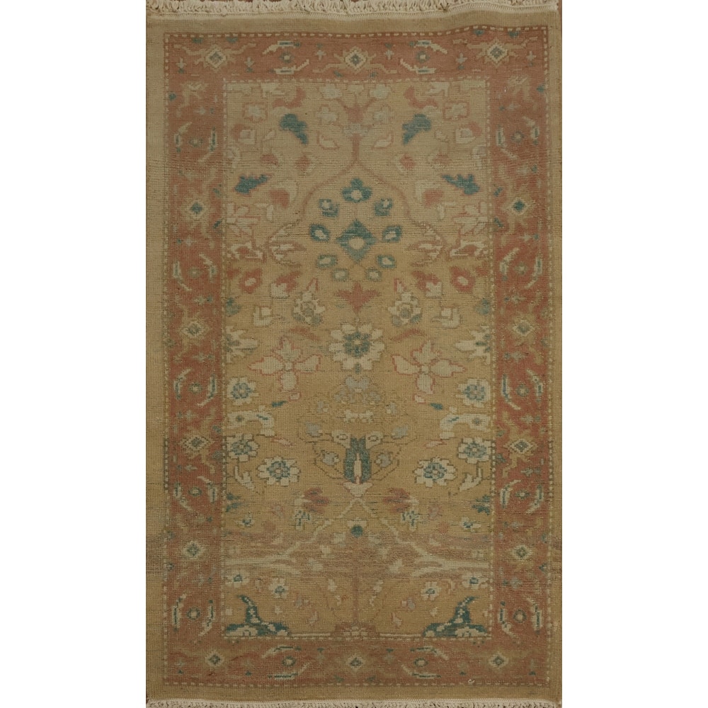Hand Knotted Oriental 100% Wool Carpet Traditional All-Over Brown Ziegler Area Rug - 3' 7'' X 2' 0''