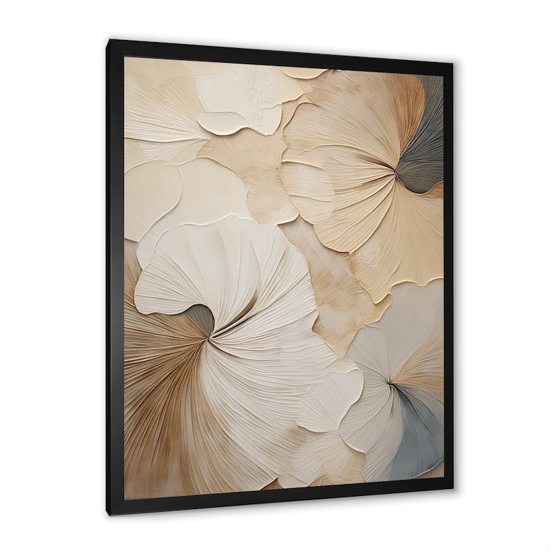 Designart "Beige Minimalism Elegance In Bloom " Flowers Framed Canvas Prints