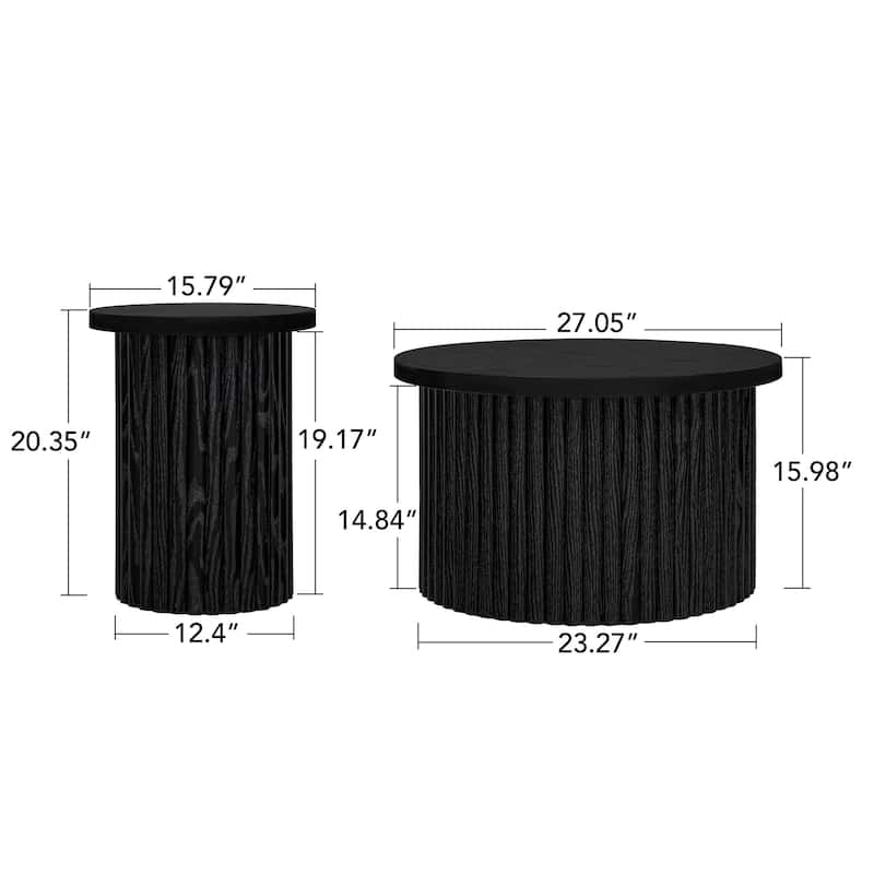 Roomfitters Coffee Table Set of 2, Round Modern Coffee Tables Nesting Accent End Tables