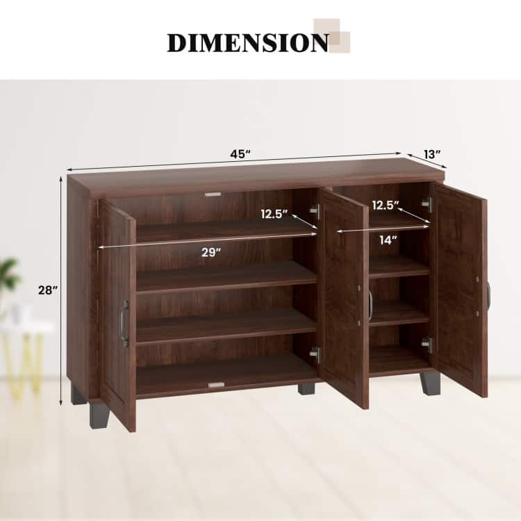 3-Door Buffet Sideboard with Adjustable Shelves and Anti-Tipping Kits - 45" x 13" x 28" (L x W x H)