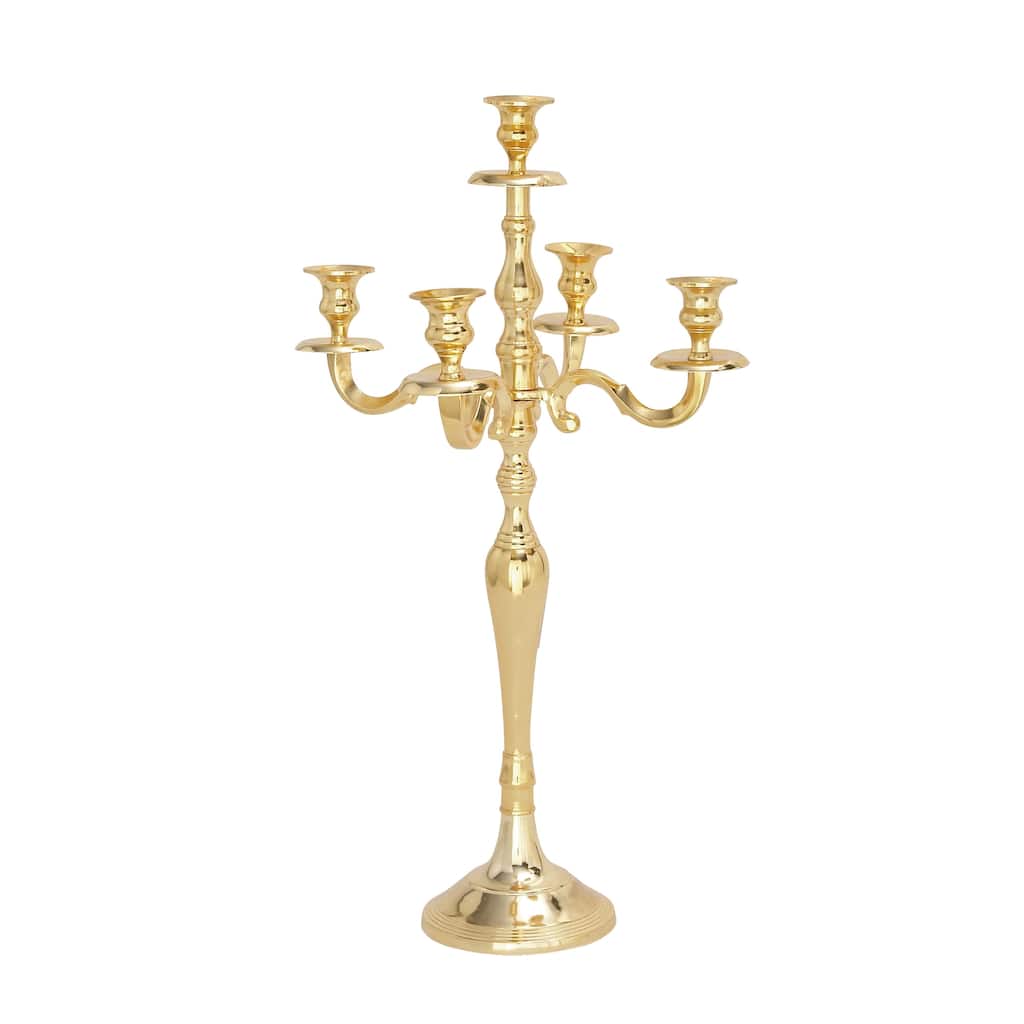 Aluminum Metal Candelabra - Gold - Roche River Decor - 14"W x 14"L x 25"H