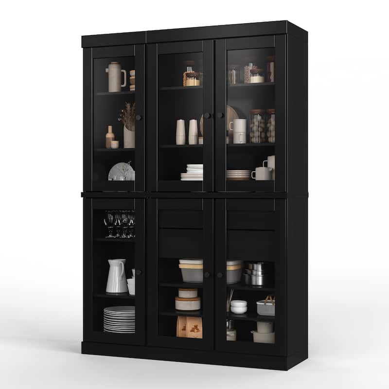 Palace Imports 100% Solid Wood 48.5" Pantry China Cabinet with Clear Glass Doors, 2-Drawers and Adjustable Shelves